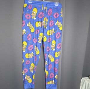 The Simpsons Men’s Lounge Pants M Homer Donut Blue Pajama Bottoms Jogger Sleep‎